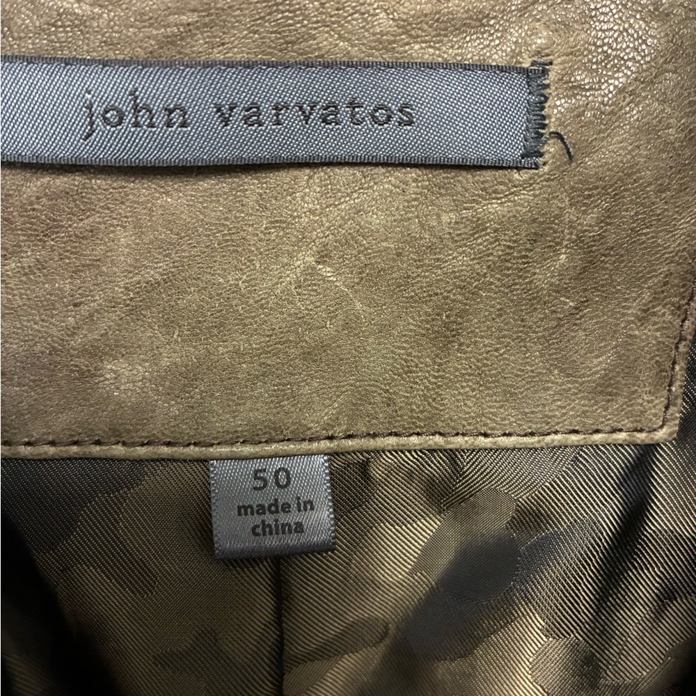 John Varvatos Collection Snap Front Leather Trucker Jacket Size EU 50 USA 40 - Picture 10 of 10